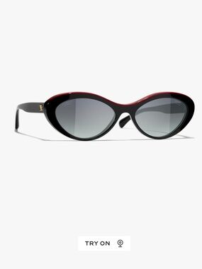 Chanel oval sunglasses black and red